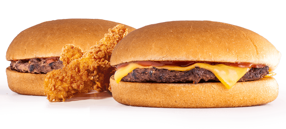 Two burger and some chicken tenders from the Star Kids menu at Carl's Jr